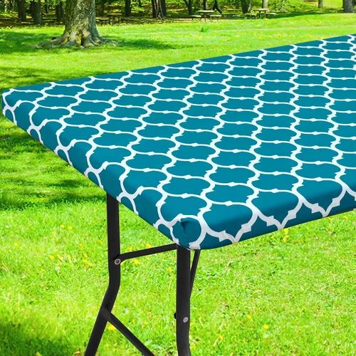 Vista 14 de Smiry Mantel cuadrado para mesa de pícnic, manteles de camping impermeables elásticos ajustables, protector de mantel de vinilo con respaldo de Gris