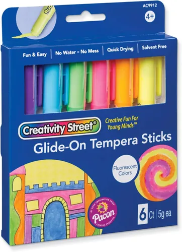 Vista 7 de Creativity Street Palitos de pintura al témpera Glide-On, 12 colores primarios surtidos, 0.18 onzas, 12 unidades Variado
