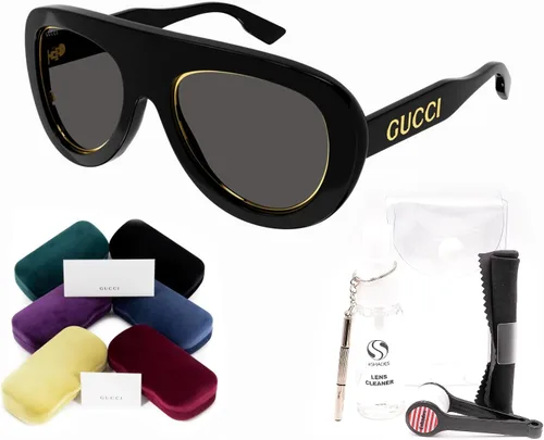 Vista 2 de Gucci GG1152S Pilot Shape Gafas de sol + paquete con kit de gafas de lujo eSHADES, Negro