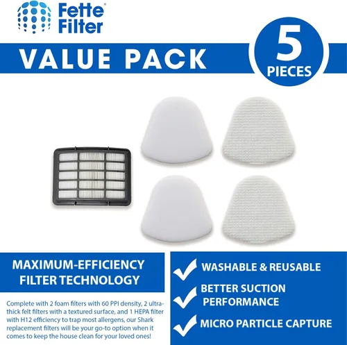 Vista 2 de Fette Filter Filtros para Shark Vacuum Navigator Lift-away ZU503AMZ, NV350, NV351, NV352, NV355, NV356E, NV357, NV360, NV370, NV391, UV440, UV490
