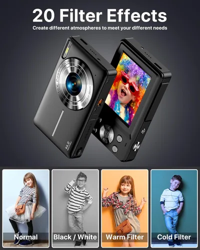Vista 4 de Cámara digital, la última cámara digital FHD 1080P para adolescentes con tarjeta SD, cámaras antisacudidas y disparos, cámaras portátiles con zoom