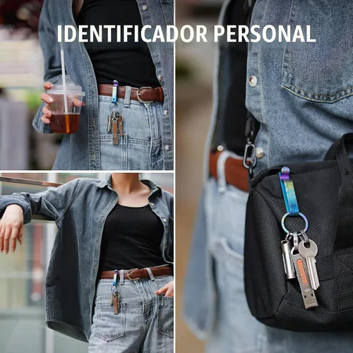Vista 4 de KeyUnity KM00 Llavero de titanio para cinturón con clip de doble cara de liberación rápida con llavero desmontable Colorido Azul
