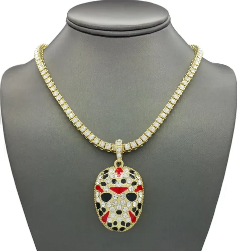 Vista 2 de Pyramid Jewelers - Colgante de máscara para hombre, diseño de Hip Hop de 24.0in, con cuerda, 1 fila de circonita cúbica