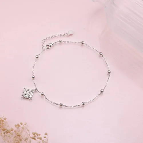 Vista 5 de Tobillera de plata de 925 para mujer chica para uso bohemio playa ajustable para regalo de cumpleaños