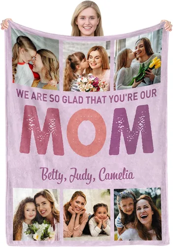 Vista 13 de MeMoShe Manta personalizada para el día de la madre, regalos de hija, hijo, manta personalizada con fotos, regalos para mamá, mujeres, regalos