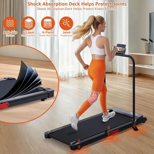 Vista 9 de Walking Pad Treadmill with Handle Bar, 3.0HP Portable Electric Treadmills for Exercising, 0.6-7.6MPH Mini Walking Pad Treadmill with Incline, Under