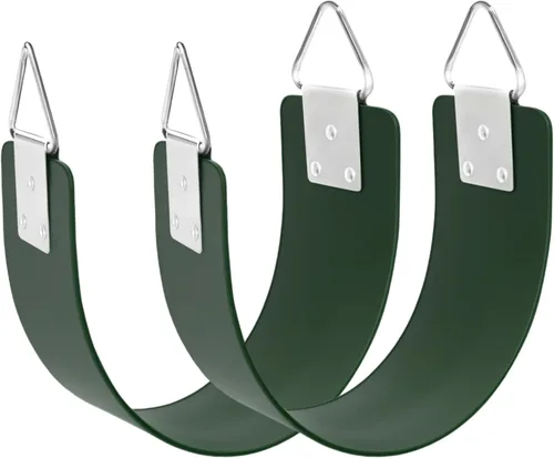 Vista 9 de Asiento de columpio de 2 piezas con anillo triangular de metal de 30.4 x 5.9 pulgadas, soporta 300 libras, juego de columpio resistente, accesorios