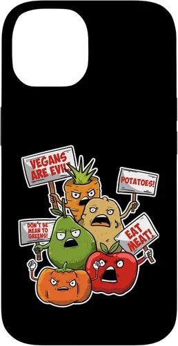 Vista 4 de iPhone 16 Veggie Protest Funny Sayings Vegetable Puns Vegan Jokes Gift Case