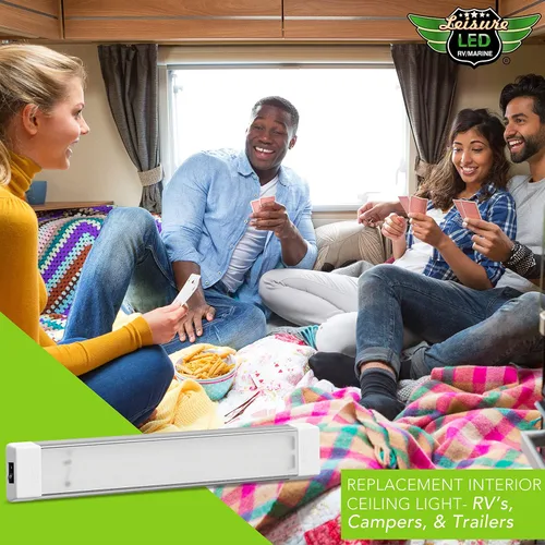 Vista 8 de Lámpara de techo LED para caravana con interruptor de encendido/apagado de 18.5 pulgadas, 5000 K, blanco natural, 12 V/24 V CC, 1440 lúmenes