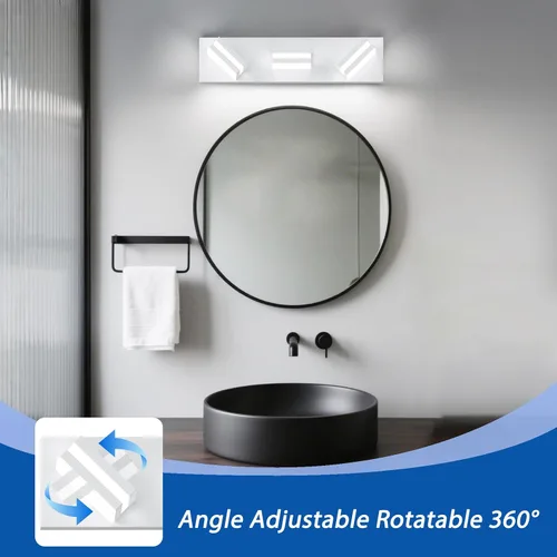Vista 2 de IZORRO Luces LED modernas para baño (8 luces, regulables), iluminación de pared acrílica blanca mate, luces de tocador para baño sobre espejo, 6000