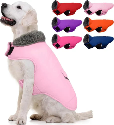 Vista 12 de MIGOHI - Abrigo de invierno cálido para perros - Chaqueta de invierno para perro, chaleco reflectante con forro polar, resistente al viento