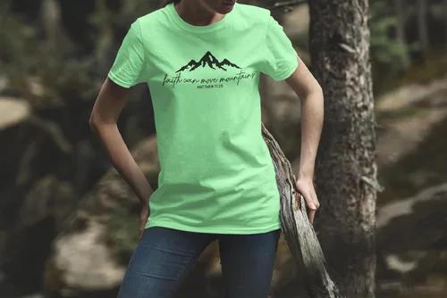 Vista 5 de Faith Can Move Mountains Shirt, Religious Christian Gift, Vertical Cross Jesus Love and Grace Shirt, Faith Shirt, Gift For Her, Gift For Mom