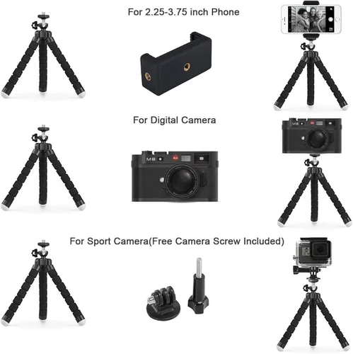 Vista 3 de Soporte flexible para cámara web y trípode para teléfono celular con soporte para cámara web Logitech y Nexigo, cámara GoPro y más.