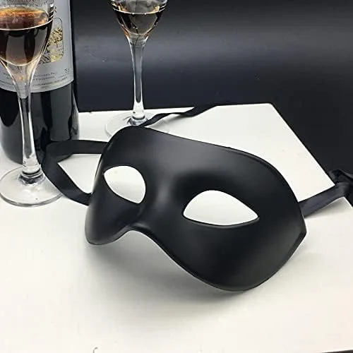 Vista 7 de Máscara negra de Halloween para hombres, máscara de veneciana para fiesta de disfraces de Navidad, fiesta de fantasmas de la ópera, cosplay, Mardi