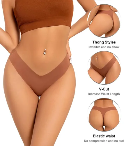 Vista 4 de ULTREAGLE Bragas sin costuras para mujer, cómodas, transpirables, paquete de 6