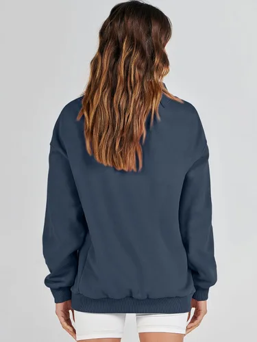 Vista 5 de ANRABESS Sudaderas de gran tamaño para mujer, cuello alto, manga larga, sudaderas con capucha, tops 2024, ropa de moda de otoño