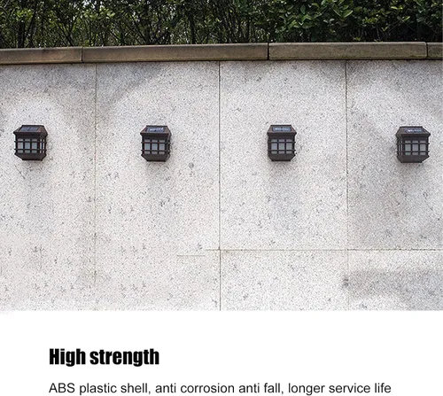 Vista 9 de Fafeicy 2 unids luz blanca LED solar luces de pared al aire libre impermeable panel lámpara de pared decorativa para patio jardín villa