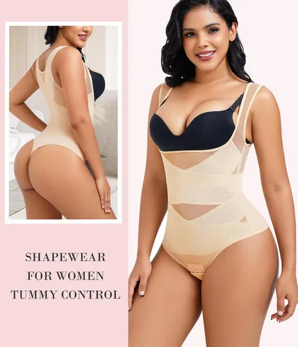 Vista 5 de Nebility Body moldeador de tanga para mujer, con control de abdomen, moldeador de cuerpo, faja, sin costuras, corsé para entrenamiento de cintura
