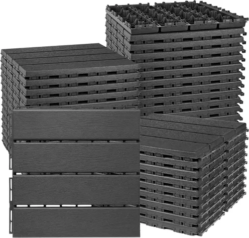 Vista 7 de ToLanbbt Cojín modular entrelazado 8P de 11.8 x 11.8 pulgadas, agujeros de drenaje de goma entrelazados antideslizantes para cubierta, ducha