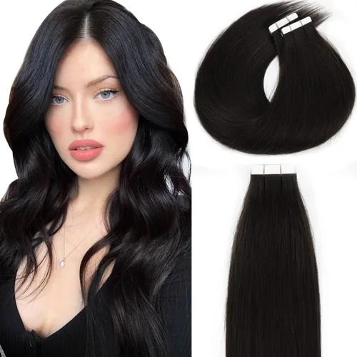Vista 16 de Lacer Extensiones de cabello humano adhesivas de 12 pulgadas, cinta adhesiva de doble cara para extensiones de cabello de trama cutánea, 20