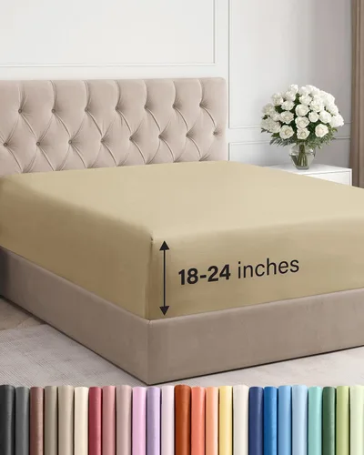 Vista 33 de Sábana bajera ajustable extra profunda Twin XL – Sábana bajera individual de lujo de hotel solamente – Se adapta fácilmente a colchones de 18 a 24