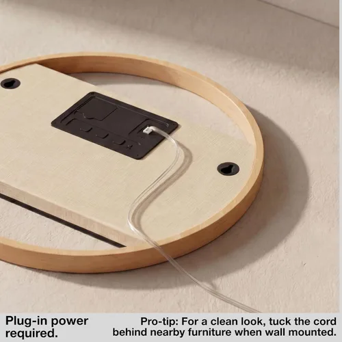Vista 6 de Driini Reloj de pared digital grande – Reloj de pared de madera de bambú digital redondo con pantalla grande – Reloj de pared LED – Atenuación