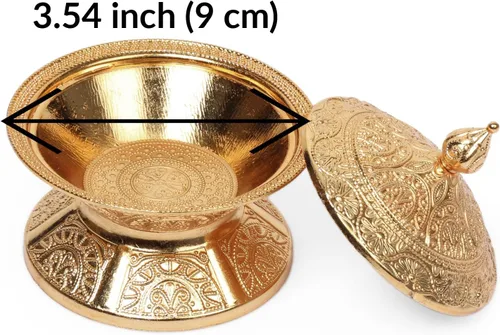 Vista 6 de Alisveristime Azucarero tradicional otomano turco hecho a mano con tapa (diámetro 3.34 pulgadas, longitud 3.54 pulgadas), motivos intrincados, ideal