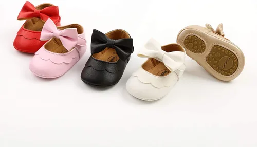 Vista 7 de Zapatos de bebé de primera calidad para niña, zapatos planos para caminar, suela suave, zapatos de princesa Mary Jane, zapatos de vestir de boda