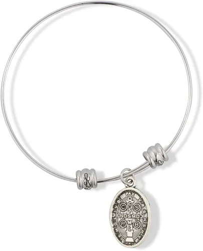 Vista 2 de EPJ - Pulsera de San Benito para mujer diseño de San Benito religioso
