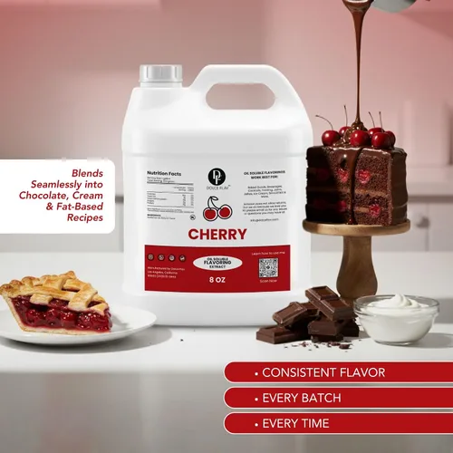 Vista 2 de Dolce Flav Extracto de cereza – 8 onzas soluble en aceite, Kosher, sin azúcar, sabor afrutado concentrado para dulces, chocolates y postres
