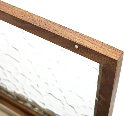 Vista 6 de pandapark Joyero de madera con tapa de vidrio, vitrina de almacenamiento con múltiples compartimentos, marrón nogal (nogal plateado)