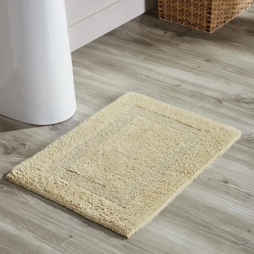 Vista 517 de Better Trends - Juego de 2 alfombras de baño 100% algodón, extra suaves, con borlas, de 17" x 24", alfombra de baño superabsorbente y reversible