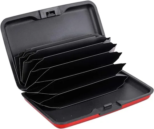 Vista 2 de Elfish.- Funda protectora de aluminio contra RFID, para tarjetas de crédito, carcasa rígida para tarjetas de presentación, cartera de metal