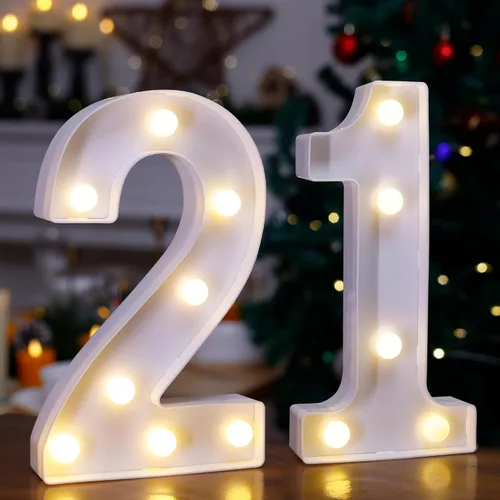 Vista 20 de Números con luz LED, letrero de número de marquesina para decoración de cumpleaños de 10 años (10)