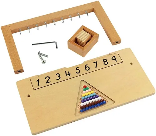 Vista 2 de Montessori - Percha para escaleras de cuentas de color con cuentas/percha de cuentas para adolescentes con cuentas, material de aprendizaje