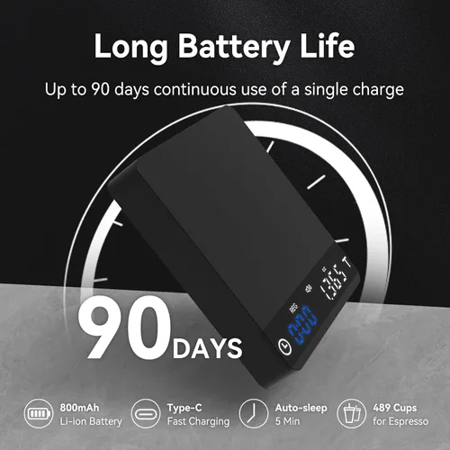 Vista 4 de Báscula de café BUCANIM 0.004 oz temporizador de precisión USB-C recargable