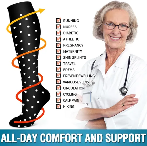Vista 125 de Bluemaple 6 Pack Copper Compression Socks for Women and Men Circulation-Best Support for Medical, Running,Nursing,Athletic