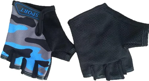 Vista 3 de MARZE Guantes de bicicleta para niños, guantes de ciclismo antideslizantes de medio dedo para niños de 4 a 12 años (gris)