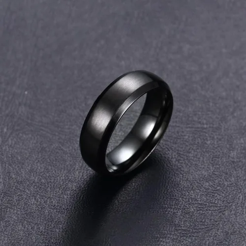 Vista 4 de TTVOVO Anillo de acero inoxidable cepillado mate para hombre de 0.157 in, 0.236 in, 0.315 in, 0.394 in, color negro, azul, plateado, anillo