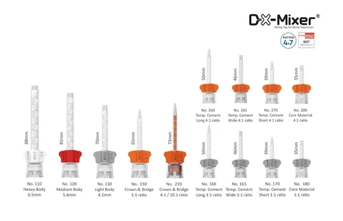 Vista 3 de 48pcs Impression Dental Mixing Tips 0.256 in VPS/PVS Heavy Body- DX-Mixer®