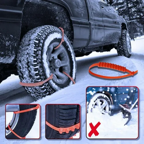 Vista 7 de Cadenas de nieve reutilizables para automóviles, cables de neumáticos (rojo)