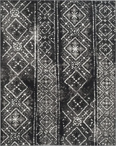 Vista 3 de SAFAVIEH Alfombra de área 8x10 - Colección Adirondack - Grande - Negro y plateado, diseño marroquí bohemio, no suelta pelusa y fácil de limpiar