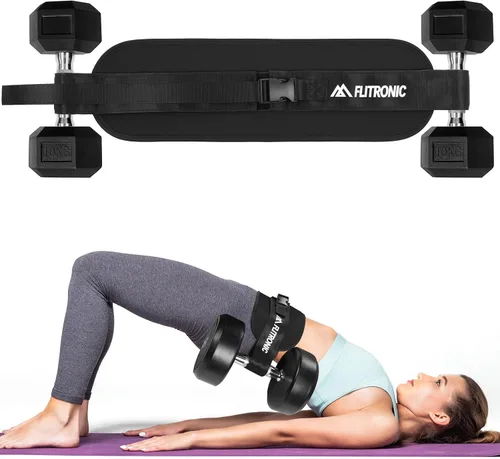 Vista 9 de Flintronic Exercise Hip Thrust Belt, Glute Trainer, Adjustable Hip Thrust Belt with Extra Padding for Dumbbells Kettlebells Gym Fitness Bodybuilding