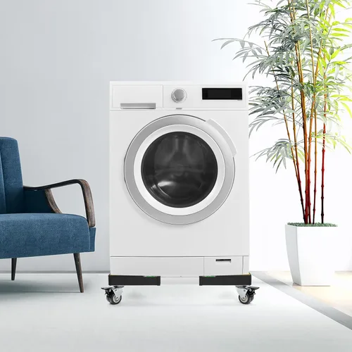 Vista 7 de W B D WEIBIDA Rodillo Móvil con 4 Ruedas con Seguro, Plataforma Rodante Ajustable para Muebles, Soporte para Mini Refrigerador, Carrito