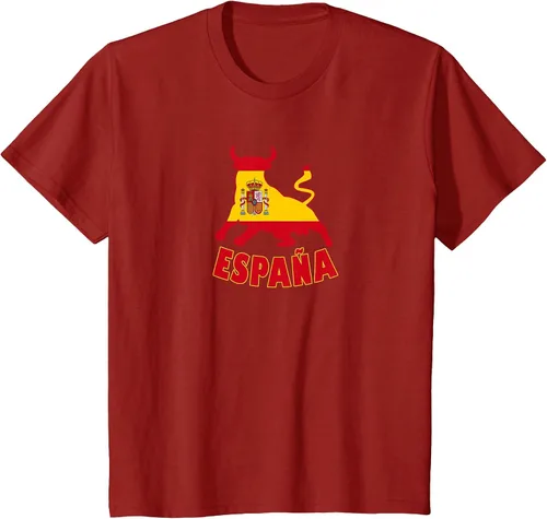 Vista 90 de Spain Espana with Bull and National Flag/Present T-Shirt Asphalt Grey