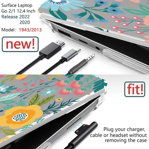Vista 3 de TWOLSKOO Funda para portátil Microsoft Surface Go 2/1 de 12.4" lanzada con el modelo 1943/2013, carcasa rígida de plástico protectora y cubierta