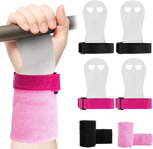 Vista 9 de 2 pares de agarres de mano de gimnasia, equipo de gimnasia para niños, juegos de pulseras de gimnasia, guantes de agarre de barra de gimnasia