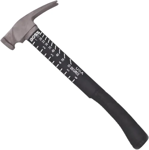 Vista 11 de Boss Hammer Martillo de titanio Ti64 de grado de construcción de 10 oz. con mango de fibra de vidrio Tough-Fiber resistente que absorbe los golpes