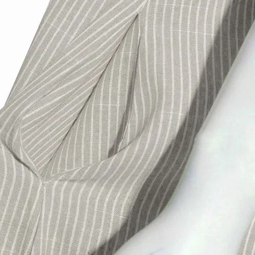 Vista 5 de Vestido de manga larga para mujer, casual, de algodón, lino, con botones, maxivestidos tipo caftán, blanco y azul