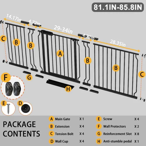 Vista 18 de Fairy Baby Puerta de seguridad para bebés Extensión de 12 cm para puerta de seguridad para bebés con cierre automático Puerta de seguridad